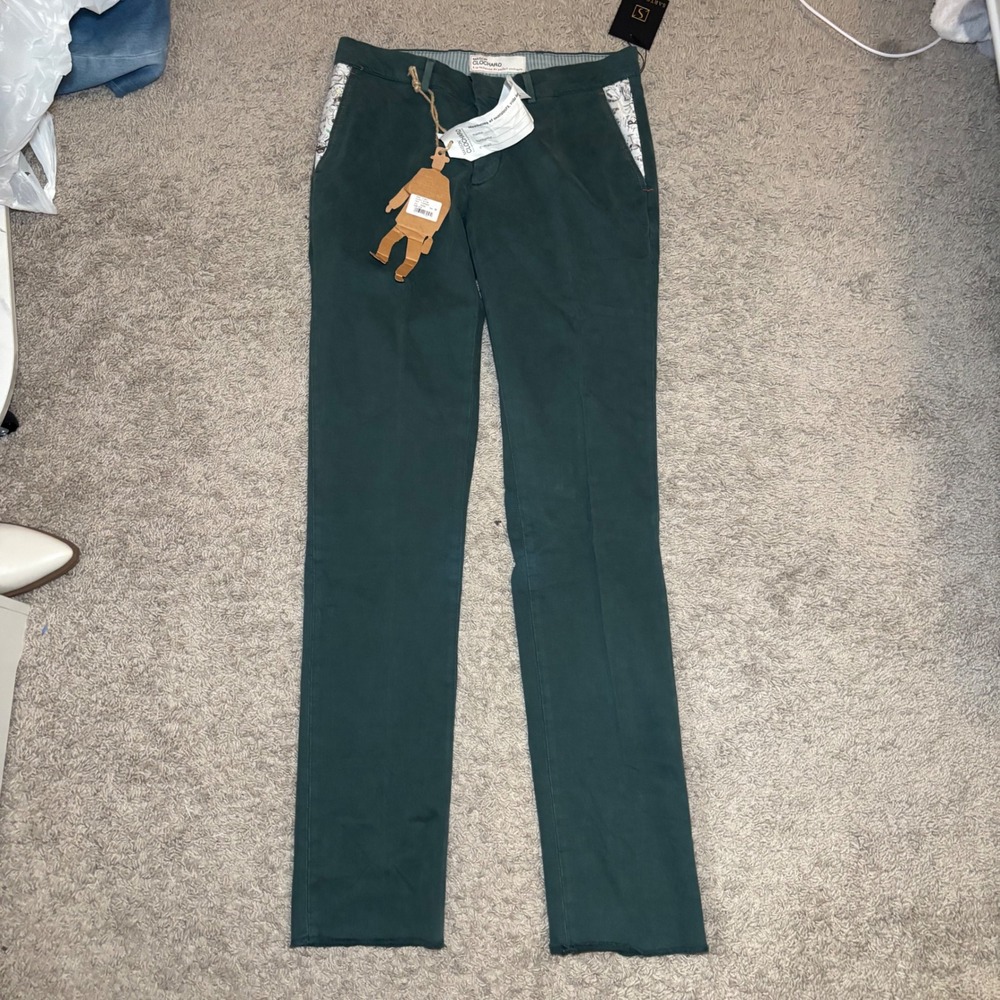 Maison Clochard Mallard Cigarette Mens Green Slim Fit Chino Pants 32 NWT 07M11
